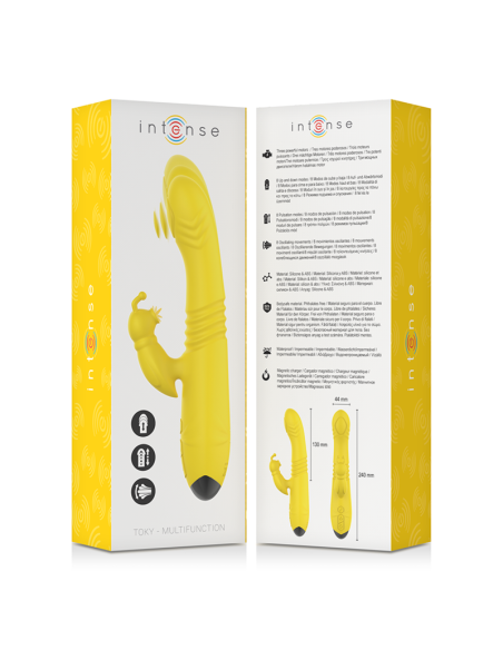 INTENSE - TOKY VIBRADOR MULTIFUNCIÓN RECARGABLE UP  DOWN CON ESTIMULADOR DE CLITORIS AMARILLO