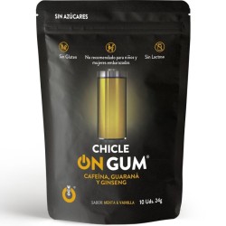 WUG GUM ON CHICLE CAFEÍNA, GINSENG Y GUARANÁ 10 UNIDADES