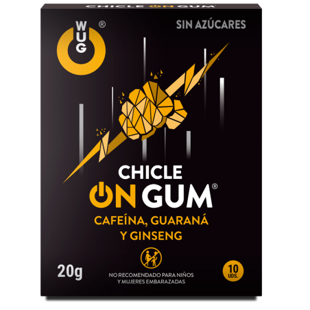 WUG GUM ON CHICLE CAFEÍNA, GINSENG Y GUARANÁ 10 UNIDADES