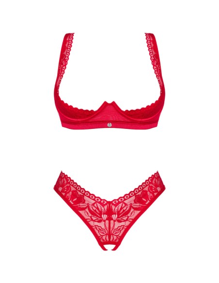 OBSESSIVE - LACELOVE SET DOS PIEZAS CUPLESS ROJO XS/S