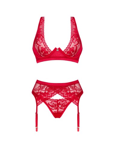 OBSESSIVE - LACELOVE SET TRES PIEZAS ROJO XS/S