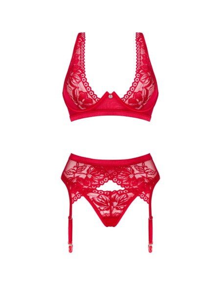 OBSESSIVE - LACELOVE SET TRES PIEZAS ROJO XS/S