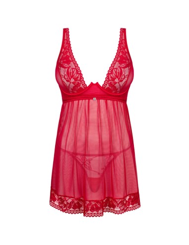 OBSESSIVE - LACELOVE BABYDOLL  TANGA ROJO XS/S