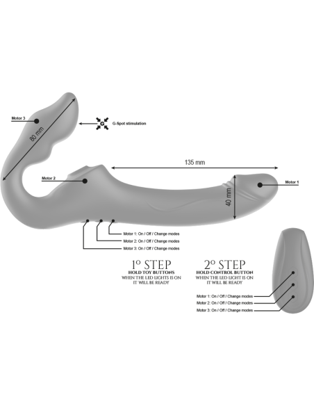 IBIZA VIBRADOR STRAPLESS CONTROL REMOTO 3 MOTORES 1000 COMBINACIONES.