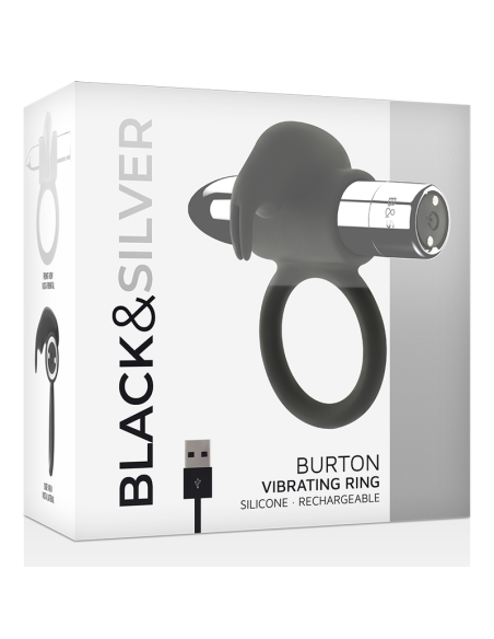 BLACKSILVER - BURTON RECHARGEABLE RING 10 VIBRATION MODES