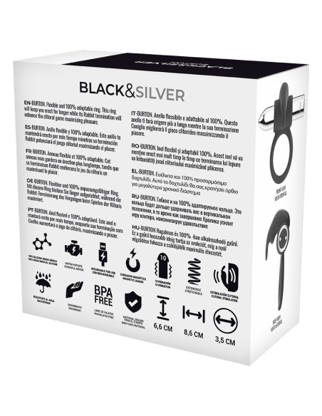BLACKSILVER - BURTON RECHARGEABLE RING 10 VIBRATION MODES