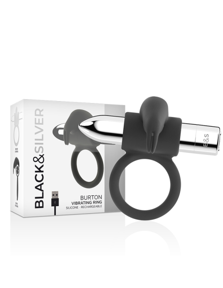 BLACKSILVER - BURTON RECHARGEABLE RING 10 VIBRATION MODES