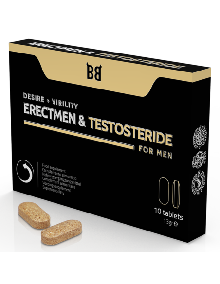 BLACKBULL BY SPARTAN - ERECTMEN  TESTOSTERIDE POTENCIA Y TESTOSTERONA PARA HOMBRE 10 CÁPSULAS