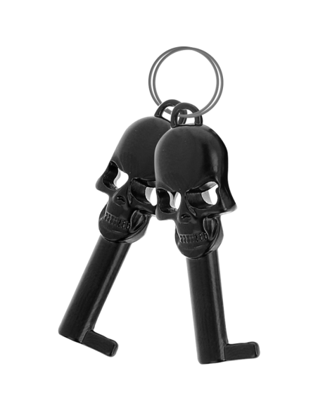 FETISH SUBMISSIVE - ESPOSAS DE METAL PARA MANOS NEGRAS CON LLAVE CALAVERA