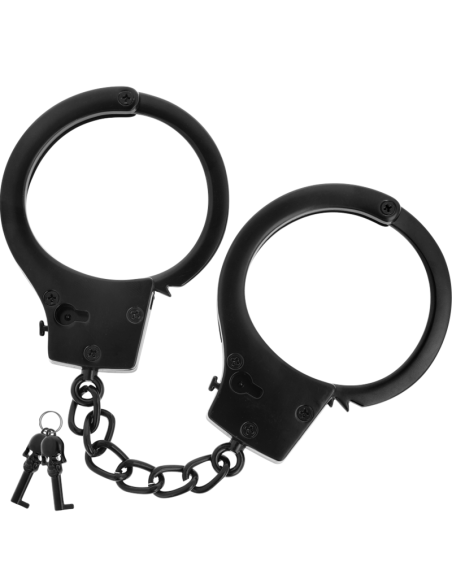 FETISH SUBMISSIVE - ESPOSAS DE METAL PARA MANOS NEGRAS CON LLAVE CALAVERA