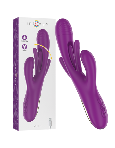 INTENSE - APOLO VIBRADOR MULTIFUNCIÓN RECARGABLE 7 VIBRACIONES CON LENGUA OSCILANTE MORADO