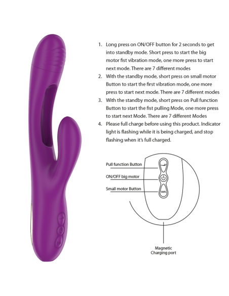 INTENSE - APOLO VIBRADOR MULTIFUNCIÓN RECARGABLE 7 VIBRACIONES CON LENGUA OSCILANTE MORADO