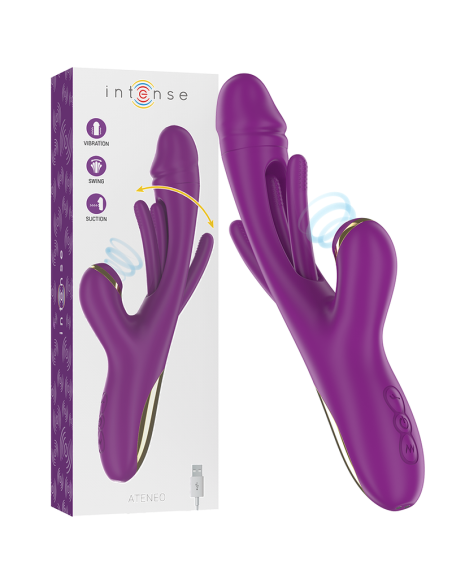 INTENSE - ATENEO VIBRADOR MULTIFUNCIÓN RECARGABLE 7 VIBRACIONES CON LENGUA OSCILANTE Y SUCCIONADOR MORADO
