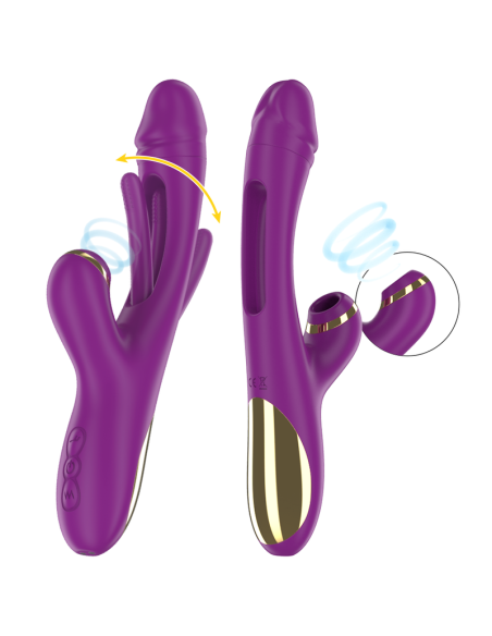 INTENSE - ATENEO VIBRADOR MULTIFUNCIÓN RECARGABLE 7 VIBRACIONES CON LENGUA OSCILANTE Y SUCCIONADOR MORADO