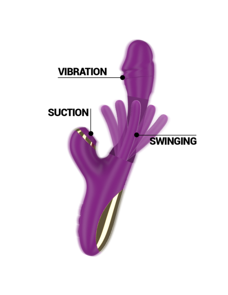 INTENSE - ATENEO VIBRADOR MULTIFUNCIÓN RECARGABLE 7 VIBRACIONES CON LENGUA OSCILANTE Y SUCCIONADOR MORADO