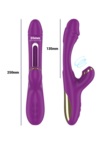 INTENSE - ATENEO VIBRADOR MULTIFUNCIÓN RECARGABLE 7 VIBRACIONES CON LENGUA OSCILANTE Y SUCCIONADOR MORADO