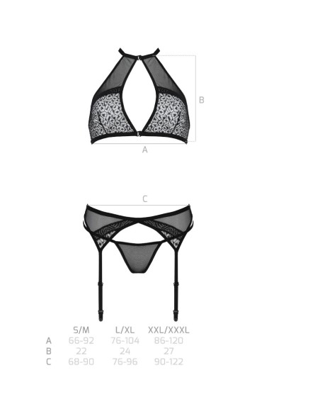 PASSION - SATARA SET EROTIC LINE NEGRO S/M