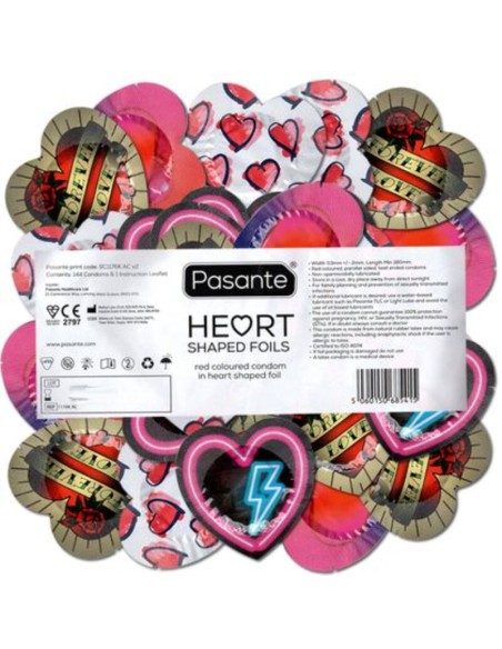 PASANTE - PRESERVATIVO ROJO FORMA CORAZON BOLSA 144 UNIDADES