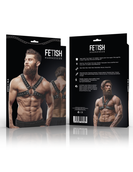 FETISH SUBMISSIVE ATTITUDE - ARNÉS ECOPIEL PECHO CRUZADO CON TACHUELAS HOMBRE