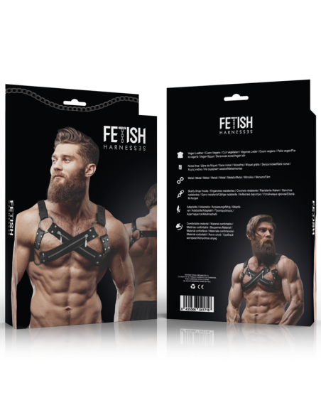 FETISH SUBMISSIVE ATTITUDE - ARNÉS BULLDOG AJUSTABLE NEOPRENO PECHO CRUZADO CON CREMALLERAS HOMBRE