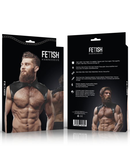 FETISH SUBMISSIVE ATTITUDE - ARNÉS BRIGADE AJUSTABLE ECOPIEL CUELLO HOMBRE