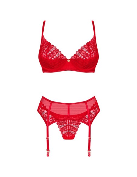 OBSESSIVE - INGRIDIA SET DOS PIEZAS CROTCHLESS ROJO XS/S