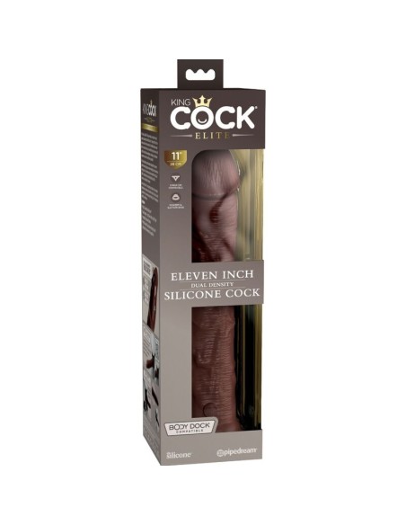 KING COCK - ÉLITE DILDO REALÍSTICO SILICONA 28 CM MARRON