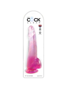 KING COCK - CLEAR DILDO WITH TESTICLES 19 CM PINK 2