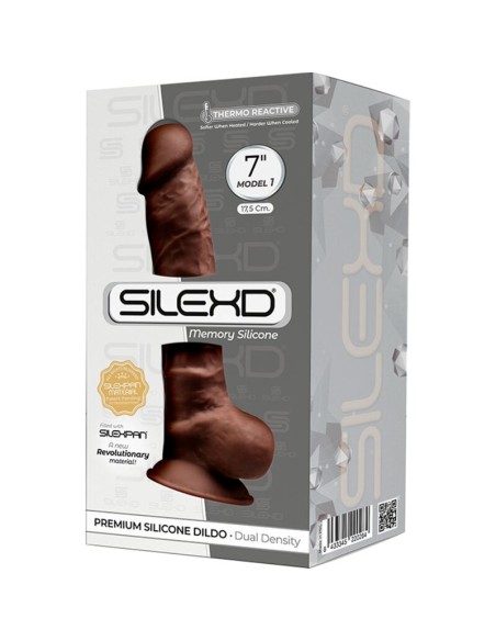 SILEXD - MODELO 1 PENE REALISTICO SILICONA PREMIUM SILEXPAN MARRON 17.5 CM