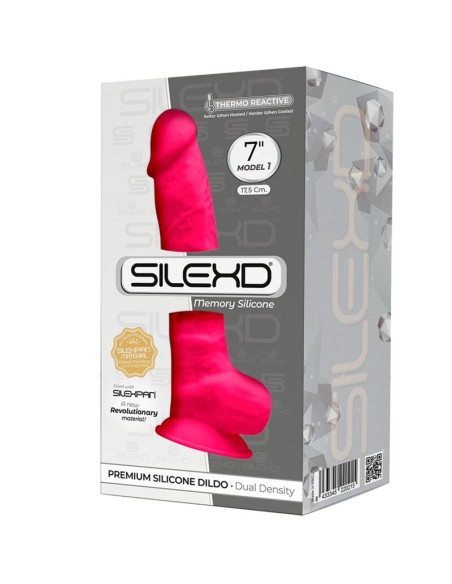 SILEXD - MODELO 1 PENE REALISTICO SILICONA PREMIUM SILEXPAN FUCSIA 17.5 CM