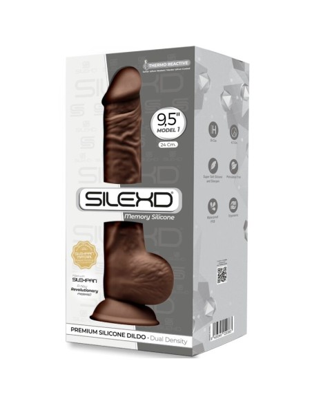 SILEXD - MODELO 1 PENE REALISTICO SILICONA PREMIUM SILEXPAN MARRON 24 CM