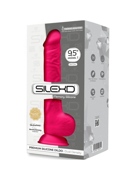 SILEXD - MODELO 1 PENE REALISTICO SILICONA PREMIUM SILEXPAN FUCSIA 24 CM