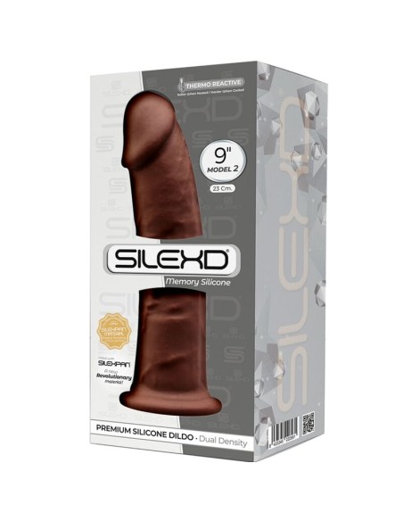SILEXD - MODELO 2 PENE REALISTICO SILICONA PREMIUM SILEXPAN MARRON 23 CM