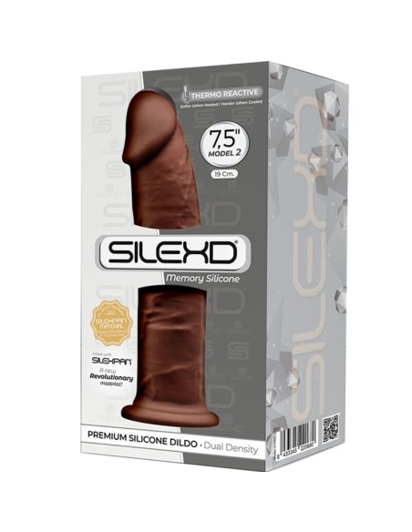 SILEXD - MODELO 2 PENE REALISTICO SILICONA PREMIUM SILEXPAN MARRON 19 CM