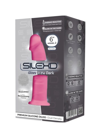 SILEXD - MODELO 2 PENE REALISTICO SILICONA PREMIUM SILEXPAN ROSA FLUORESCENTE 15 CM