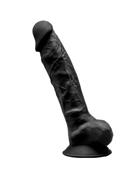 SILEXD - MODELO 1 PENE REALISTICO SILICONA PREMIUM SILEXPAN NEGRO 20 CM
