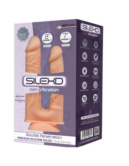 SILEXD - MODELO 1 PENE REALISTICO DOBLE PENETRACION VIBRADOR SILICONA PREMIUM SILEXPAN 17.5 / 19.5 CM