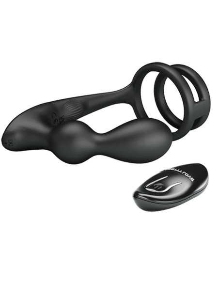 PRETTY LOVE - MARSHALL PENIS RING WITH VIBRATORY ANAL PLUG WITH REMOTE CONTROL