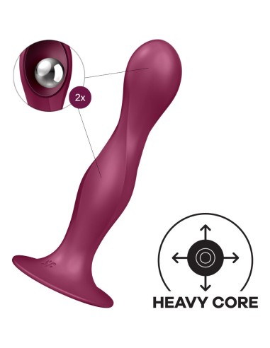 SATISFYER - DOUBLE BALL-R DILDO SILICONA GRANATE