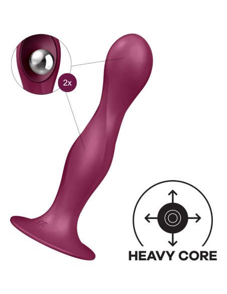 SATISFYER - DOUBLE BALL-R DILDO SILICONA GRANATE