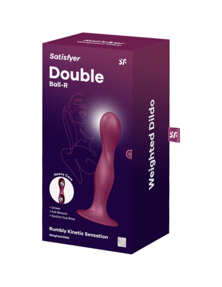 SATISFYER - DOUBLE BALL-R DILDO SILICONA GRANATE