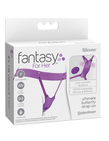 FANTASY FOR HER - BUTTERFLY HARNESS, VIBRATING RECHARGEABLE  REMOTE CONTROL PURPLE