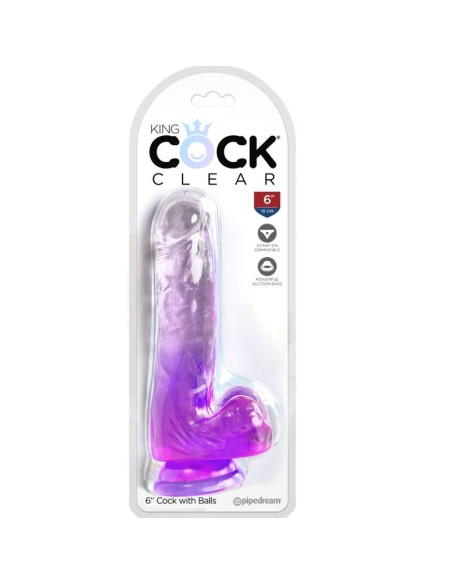KING COCK - CLEAR REALISTIC PENIS WITH BALLS 13.5 CM PURPLE