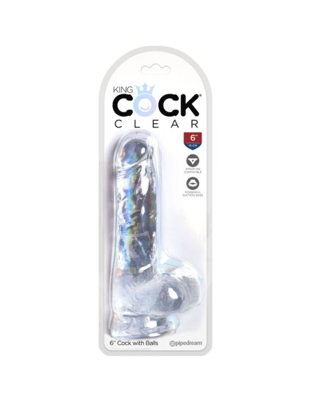 KING COCK - CLEAR REALISTIC PENIS WITH BALLS 13.5 CM TRANSPARENT