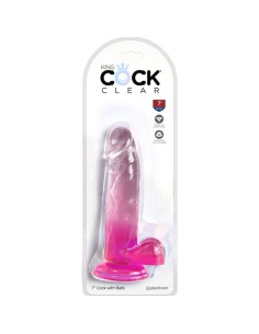 KING COCK - CLEAR REALISTIC PENIS WITH BALLS 15.2 CM PINK 2