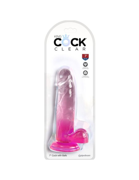 KING COCK - CLEAR REALISTIC PENIS WITH BALLS 15.2 CM PINK