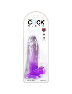 KING COCK - CLEAR REALISTIC PENIS WITH BALLS 15.2 CM PURPLE 2
