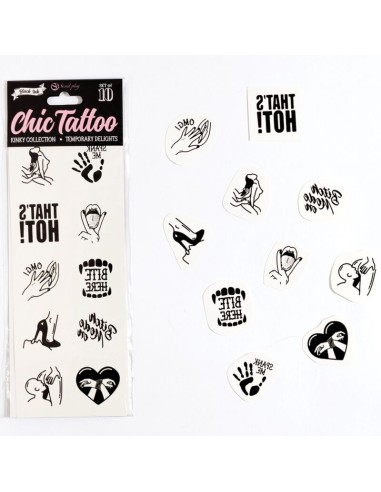 SECRET PLAY - SET OF 10 TEMPORARY TATTOOS KINKY...