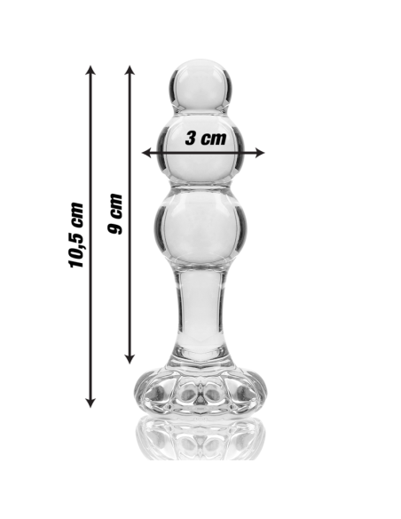 NEBULA SERIES BY IBIZA - MODELO 1 PLUG CRISTAL BOROSILICATO TRANSPARENTE 10.5 CM -O- 3 CM
