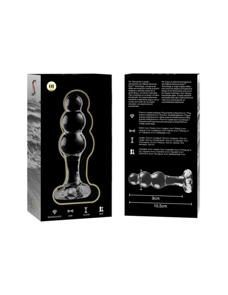 NEBULA SERIES BY IBIZA - MODELO 1 PLUG CRISTAL BOROSILICATO TRANSPARENTE 10.5 CM -O- 3 CM